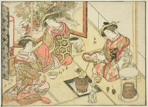 Courtesans of the Okaneya, fra boken "Mirror of Beautiful Women of the Pleasure Quarters (Seiro bijin awase sugata kagami)," vol. 2 av Katsukawa Shunsho