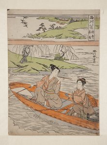 Nedstigende gjess ved Suzaki (Suzaki rakugan) (farget treblokktrykk)