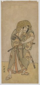 Kabuki-skuespiller Nakamura Nakazo I som en samurai i forkledning, Edo-periode, midten av 1770-tallet (farget treblokktrykk) av Katsukawa Shunsho