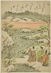 "Meg," fra serien "Tales of Ise in Fashionable Brocade Pictures (Furyu nishiki-e Ise monogatari)" av Katsukawa Shunsho