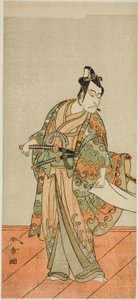 Skuespilleren Ichikawa Danjuro V som Kudo Kanaishi (?) i Play Izu-goyomi Shibai no Ganjitsu (?), fremført på Morita Theatre (?) i den ellevte måneden, 1772 (?) av Katsukawa Shunsho