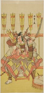 Skuespilleren Ichikawa Danjuro V som Yanone Goro i skuespillet Kuruwa-gayoi Komachi Soga, fremført på Nakamura Theatre i den femte måneden, 1781 av Katsukawa Shunsho
