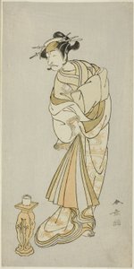 Skuespilleren Ichikawa Danjuro V som munken Seigens ånd i Shosagoto-dansesekvensen "Sono Utsushi-e Matsu ni Kaede" (Et skyggebilde av furu og lønn), den siste scenen i del to av stykket Keisei Momiji no Uchikake ( Courtesane i en Over-Kimono av av Katsukawa Shunsho