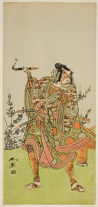 Skuespilleren Ichikawa Danzaburo II som Usui no Sadamitsu (?) i stykket Edo Katagi Hikeya Tsunasaka (?), fremført på Ichimura Theatre (?) i den ellevte måneden, 1772 (?) av Katsukawa Shunsho