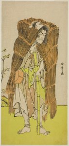 Skuespilleren Ichikawa Ebizo III som Akushichibye Kagekiyo forkledd som en tigger i stykket Kamuri Kotoba Soga no Yukari, fremført på Ichimura Theatre i den første måneden, 1776 av Katsukawa Shunsho