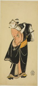 Skuespiller Ichikawa Raizo I som Hanakapado no Sukeroku i stykket "Hitokidori Harutsuge Soga" av Katsukawa Shunsho