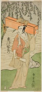 Skuespilleren Ichikawa Yaozo II som Soga no Juro Sukenari Forkledd som den profesjonelle narren Senraku (?) i stykket Soga Moyo Aigo no Wakamatsu (?), fremført på Nakamura Theatre (?) i den andre måneden, 1769 (?) av Katsukawa Shunsho