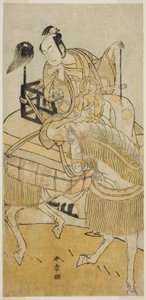 Skuespilleren Matsumoto Koshiro IV som Ogata no Saburo forkledd som Matsuura Saemon i stykket Ichi no Tomi Tsuki no Kaomise, fremført på Morita Theatre i den ellevte måneden, 1774 av Katsukawa Shunsho