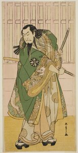 Skuespilleren Nakamura Nakazo I som Hige no Ikyu i stykket Nanakusa Yosooi Soga, fremført på Nakamura Theatre i den femte måneden, 1782 av Katsukawa Shunsho