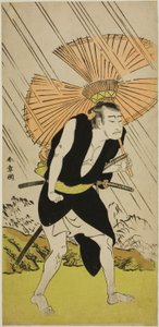 Skuespilleren Nakamura Nakazo I som Ono Sadakuro i stykket Kanadehon Chushingura, fremført på Nakamura Theatre i den femte måneden, av Katsukawa Shunsho