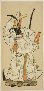 Skuespilleren Nakamura Nakazo I som prins Koreakira (?) i stykket Gohiiki Kanjincho, fremført på Nakamura Theatre i den ellevte måneden, 1773 av Katsukawa Shunsho
