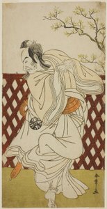 Skuespilleren Nakamura Nakazo I som Sakon-gitsune i stykket Hana-zumo Genji Hiiki, fremført på Nakamura Theatre i den ellevte måneden, 1775 av Katsukawa Shunsho