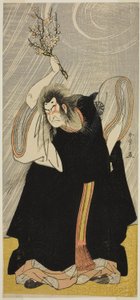 Skuespilleren Nakamura Nakazo I som tordenguden, en inkarnasjon av Kan Shojo, i stykket Sugawara Denju Tenarai Kagami, fremført på Morita Theatre i den tredje måneden, 1780 av Katsukawa Shunsho