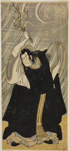 Skuespilleren Nakamura Nakazo I som tordenguden, en inkarnasjon av Kan Shojo, i stykket "Sugawara Denju Tenarai Kagami," fremført på Morita Theatre i den tredje måneden, 1780 av Katsukawa Shunsho