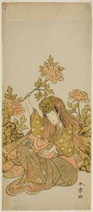 The Actor Nakamura Noshio I in a "Shak-kyo Odori" (Stone Bridge Dance), in the Play Onna Aruji Hatsuyuki no Sekai, Performed at the Morita Theater in the Eleventh Month, 1773 av Katsukawa Shunsho