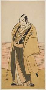Nakamura Sukegoro II som Kaminari Shokuro i Play Hatsumombi Kuruwa Soga, fremført på Nakamura Theatre i den andre måneden, av Katsukawa Shunsho