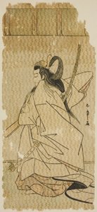 Skuespilleren Onoe Matsusuke I som prins Takanori i stykket "Kaeribana Eiyu Taiheiki," fremført på Nakamura Theatre i den ellevte måneden, 1779 av Katsukawa Shunsho