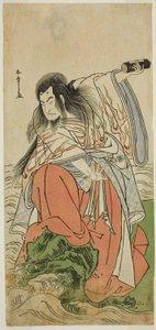 Skuespilleren Onoe Matsusuke I som pensjonert keiser Sutoku i stykket Kitekaeru Nishiki no Wakayaka, fremført på Nakamura Theatre i den ellevte måneden, 1780 av Katsukawa Shunsho