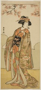 Skuespilleren Osagawa Tsuneyo II som Onoe no Mae i Play Date Nishiki Tsui no Yumitori, fremført på Morita Theatre i den ellevte måneden, 1778 av Katsukawa Shunsho