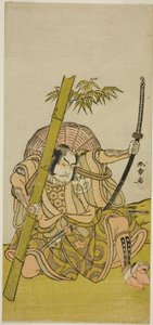 Skuespilleren Otani Hiroji III som garde Kuriu Zaemon Yorikata i skuespillet Azuma no Mori Sakae Kusunoki, fremført på Ichimura Theatre i den ellevte måneden, 1779 av Katsukawa Shunsho