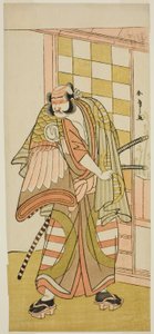 Oh c and r Sawamura Sojuro Good As Kobayashi no Asahina Saburo-medlem Te Pay Kaku er bra Komachi Soga, Perfor med At Te Nakamura Te r medlem Te Ima d Mon th, 1781 av Katsukawa Shunsho