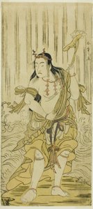 Skuespilleren Sawamura Sojuro III som Kongara Doji i Play Kitekaeru Nishiki no Wakayaka, fremført på Nakamura Theatre i den ellevte måneden, 1780 av Katsukawa Shunsho
