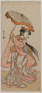 Skuespilleren Segawa Kikunojo II Danser med en parasoll, sent på 1770-tallet. av Katsukawa Shunsho