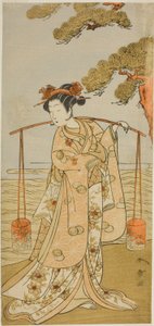 Skuespilleren Segawa Kitsuji III som Murasame i stykket Gohiiki Kanjincho, fremført på Nakamura Theatre i den ellevte måneden, 1773 av Katsukawa Shunsho