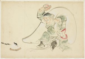 Daikoku, lykkeguden, med sin magi Mallet av Katsushika (school of) Hokusai