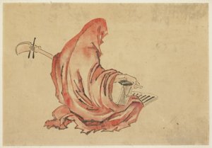 Daruma Playing a Shamisen, ca. 1815-1849 (blekk og farger på papir)