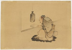 Scholar Reading at a Window, ca. 1850 (blekk og farger på papir) av Katsushika (school of) Hokusai
