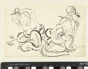 To kvinner klipper seg av attributed to Katsushika Hokusai