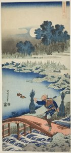 A Peasant Crossing a Bridge, fra serien A True Mirror of Chinese and Japanese Poems av Katsushika Hokusai