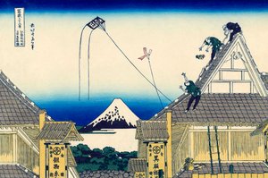 En skisse av Mitsui-butikken i Suruga i Edo, 1830-1833. av Katsushika Hokusai