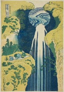Amida Falls in the Far Reaches of the Kisokaido (Kisoji no oku Amidagataki), fra serien "A Tour of Waterfalls in Various Provinces (Shokoku taki meguri)" av Katsushika Hokusai
