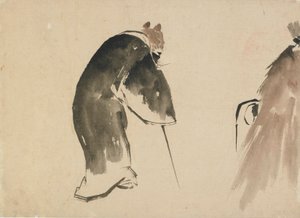 En gammel mus kledd i en svart kappe, sent på 1700- og begynnelsen av 1800-tallet. av Katsushika Hokusai