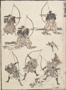 Bueskyttere, 1817 av Katsushika Hokusai