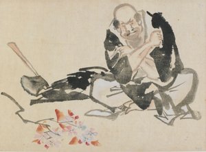 Buddhistisk allegori om en prest som brenner kirsebærgrener, sent på 1700- og begynnelsen av 1800-tallet. av Katsushika Hokusai