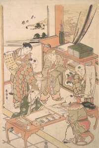 Kinesiske gutter som lærer å skrive og male, ca. 1785. av Katsushika Hokusai