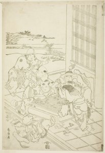 Kinesiske og tartargutter krangler om et Game of Go av Katsushika Hokusai