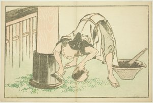 Håndverker som jobber med Temple, fra The Picture Book of Realistic Paintings of Hokusai (Hokusai shashin gafu) av Katsushika Hokusai