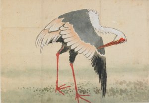 Crane, Edo-perioden, slutten av 1700-begynnelsen av 1800-tallet. av Katsushika Hokusai