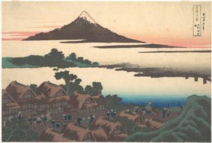 Soloppgang ved Isawa i Kai-provinsen (Kōshū Isawa no akatsuki), fra serien «De tretti-seks utsiktene over Fuji-fjellet» (Fugaku sanjūrokkei) av Katsushika Hokusai