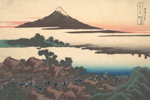 Dawn at Isawa i Kai-provinsen Koshu Isawa no akatsuki, fra serien Thirty-six..., ca. 1830-32. av Katsushika Hokusai