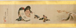 Detalj av Handscroll med diverse bilder, Edo Period, 1839 blekk og farger på papir av Katsushika Hokusai