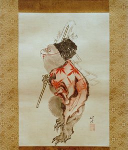 Opplært ape av Katsushika Hokusai
