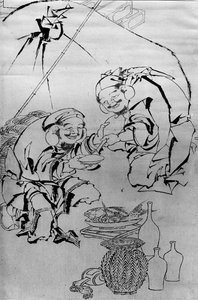 Ebisu og Daikoku feirer nyttårsfestivalen, 1700-1800-tallet. av Katsushika Hokusai