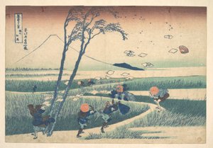 Ejiri i Suruga-provinsen (Sunshū Ejiri), fra serien «De tretti-seks utsiktene over Fuji-fjellet» (Fugaku sanjūrokkei) av Katsushika Hokusai
