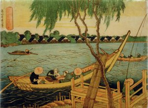 Langlinefiske i Miyato-elven av Katsushika Hokusai