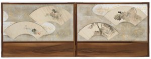 Fire viftemalerier montert på en skjerm... av Katsushika Hokusai